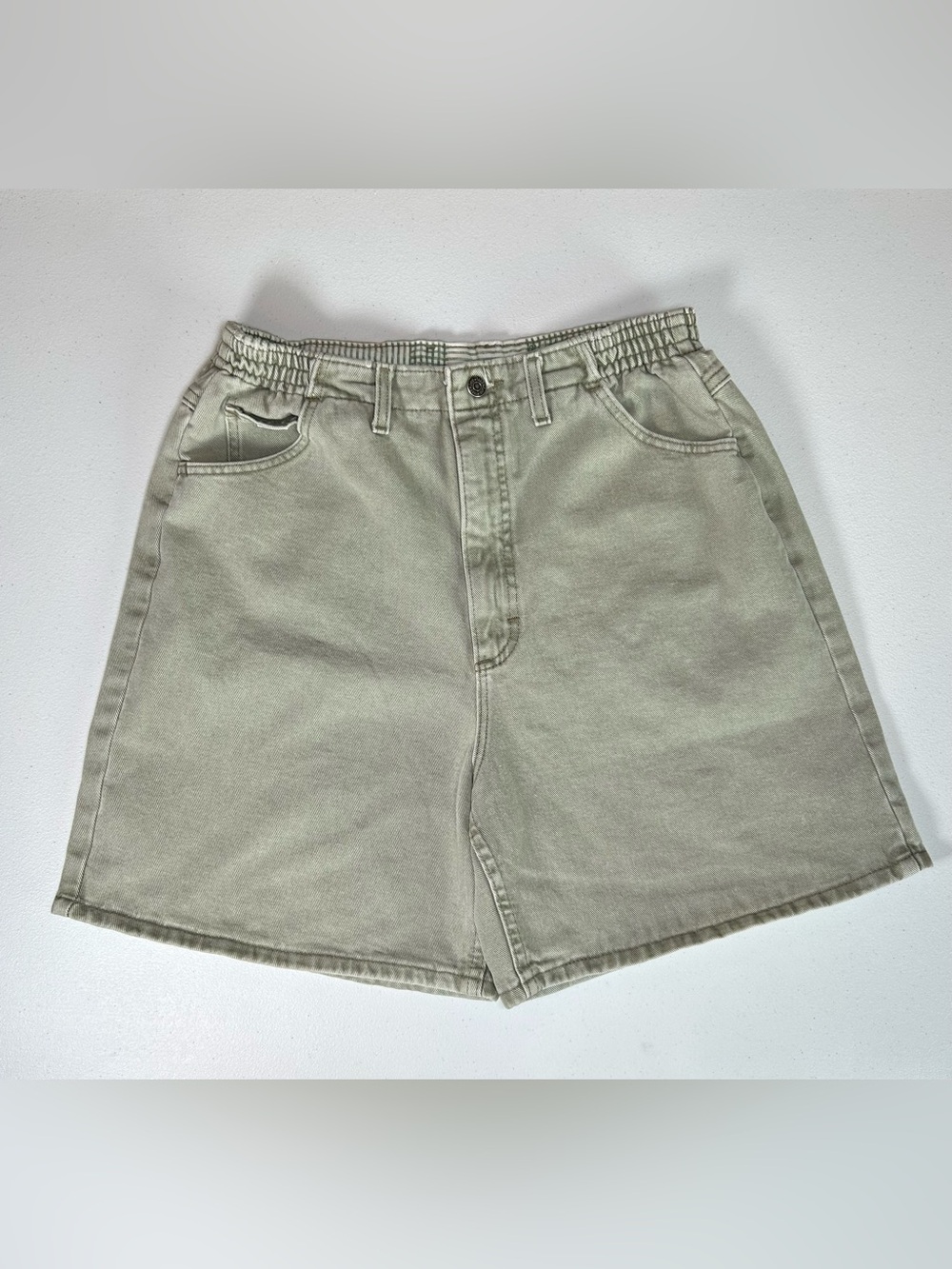 Vintage Made in USA Lee High Waisted Elastic Mom Denim Shorts Womens 16 Med
